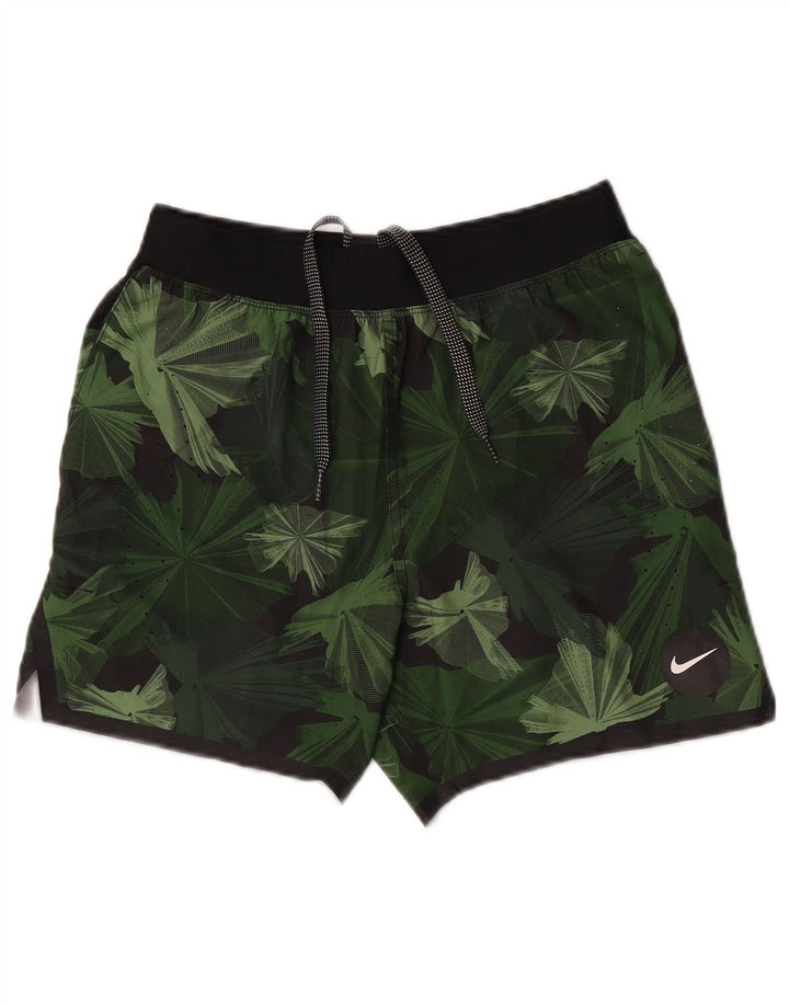 NIKE Herren-Sportshorts, klein, grün, florales Polyester