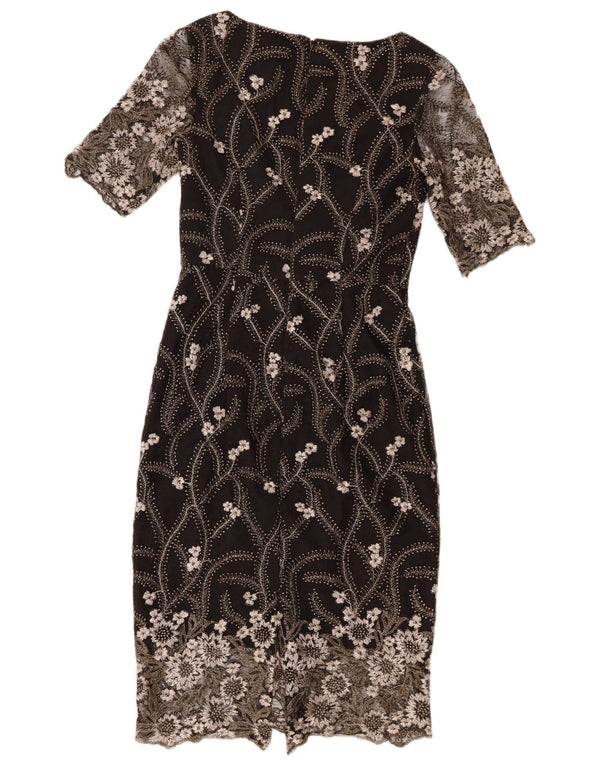 Monsoon Spitzen-Etuikleid für Damen, Größe S, Schwarz, Nylon mit Blumenmuster, Größe 36