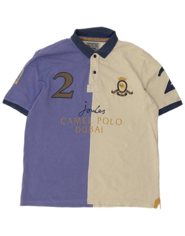 Joules Herren Dubai Graphic Rugby-Poloshirt XL aus cremefarbener Colourblock-Baumwolle
