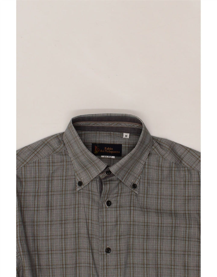 FABIO DEI VELAPAZZA Mens Shirt Medium Grey Check Cotton Vintage Fabio Dei Velapazza and Second-Hand Fabio Dei Velapazza from Messina Hembry 