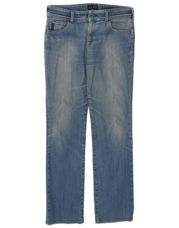 Armani Damen Straight Jeans W27 L32 Blaue Baumwolle