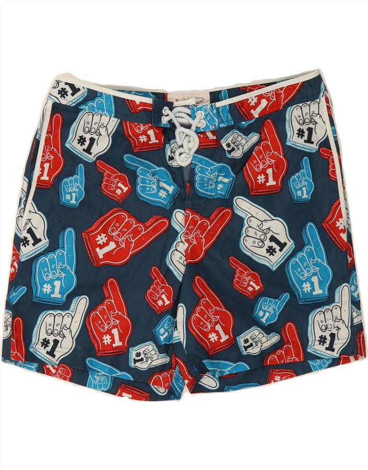 PENGUIN Mens Graphic Swimming Shorts Medium  Navy Blue Polyester Vintage Penguin and Second-Hand Penguin from Messina Hembry 