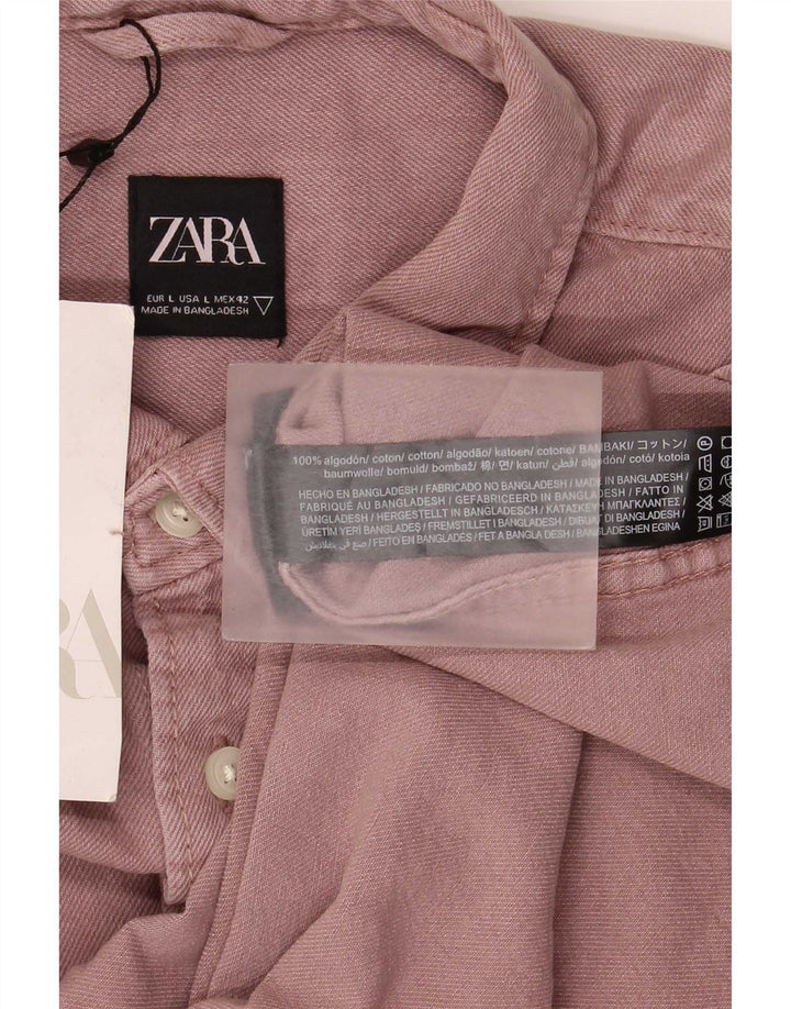 Zara Herren-Hemd, groß, rosa, Baumwolle