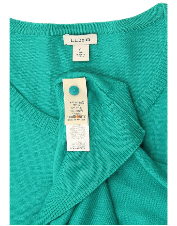 L.L.BEAN Damen Strickjacke UK 18 XL Türkis Baumwolle