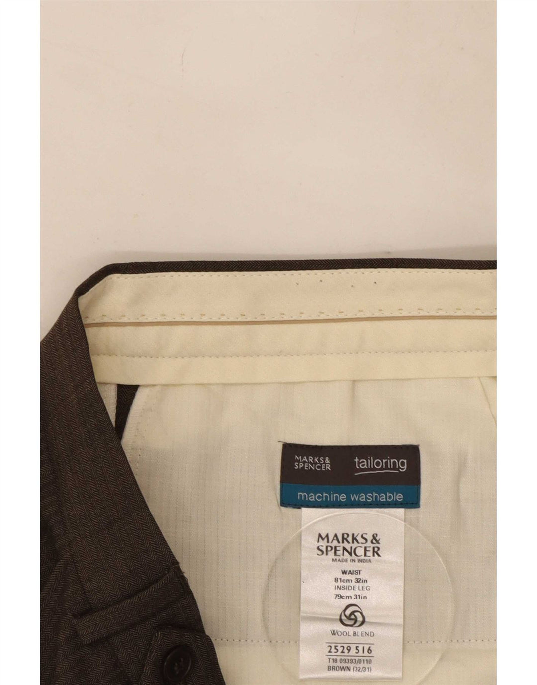 Marks & Spencer Herren-Anzughose mit Pegged-Anzug, W32, L31, braunes Polyester