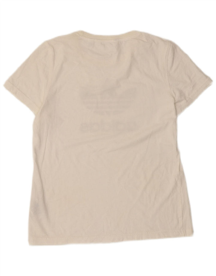 Adidas Damen Graphic T-Shirt Top UK 14 Mittelweiße Baumwolle