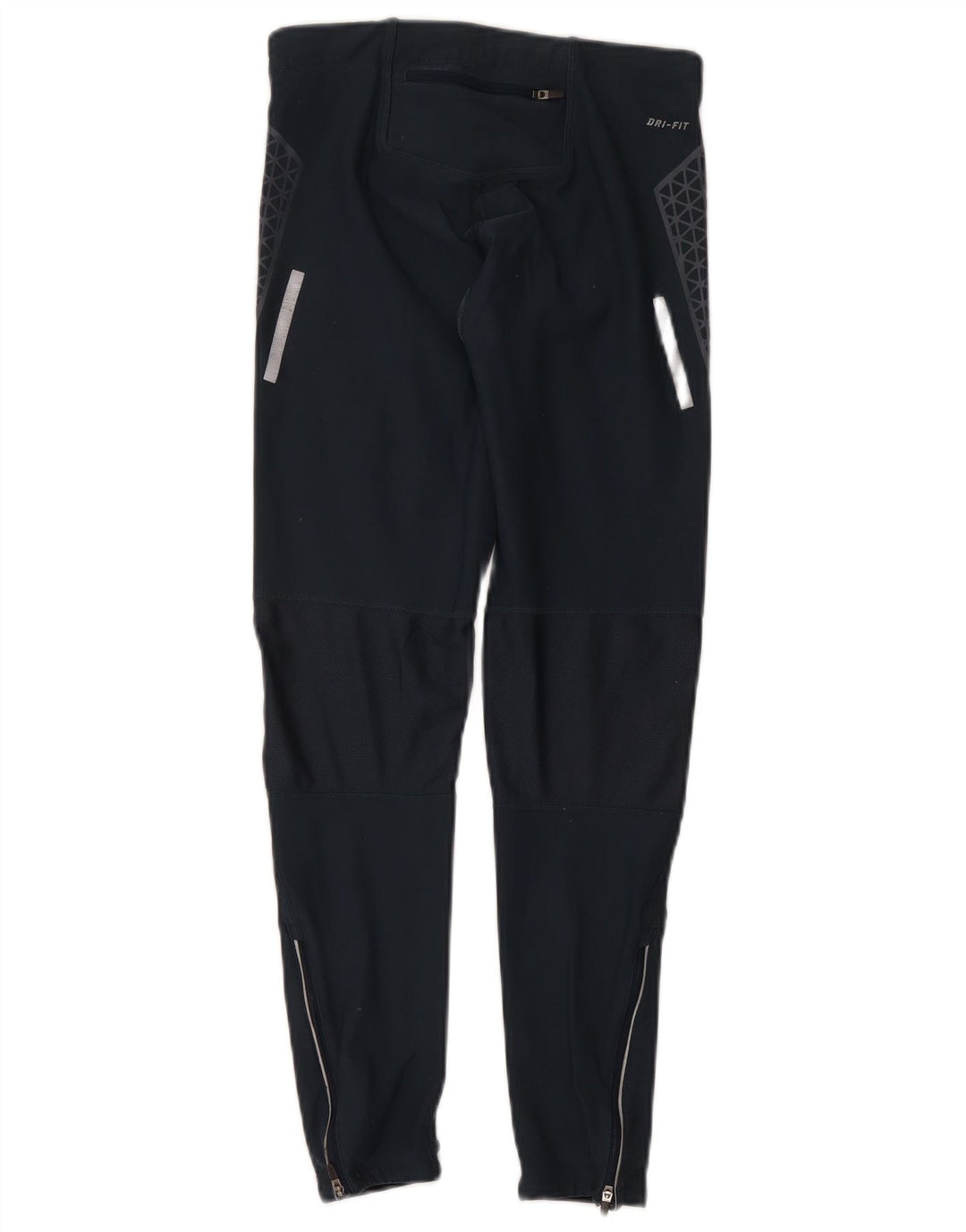 Nike Womens Dri Fit Leggings UK 12 Medium Marineblau Geometrisches Polyester