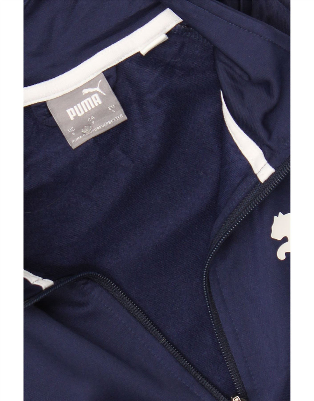 PUMA Mens Graphic Tracksuit Top Jacket Small Navy Blue Colourblock Vintage Puma and Second-Hand Puma from Messina Hembry 