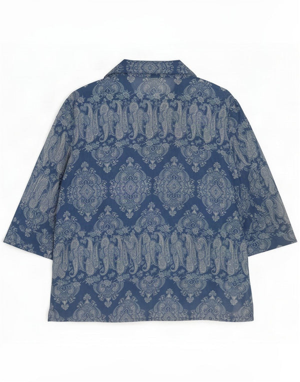 Kathie Lee Damen 3/4-Ärmel-Hemdbluse UK 22/24 3XL Blue Paisley