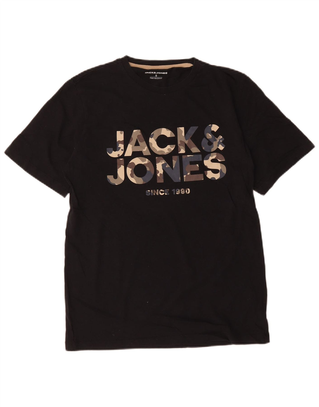 Jack & Jones Herren-T-Shirt mit Grafik, Größe S, schwarze Baumwolle