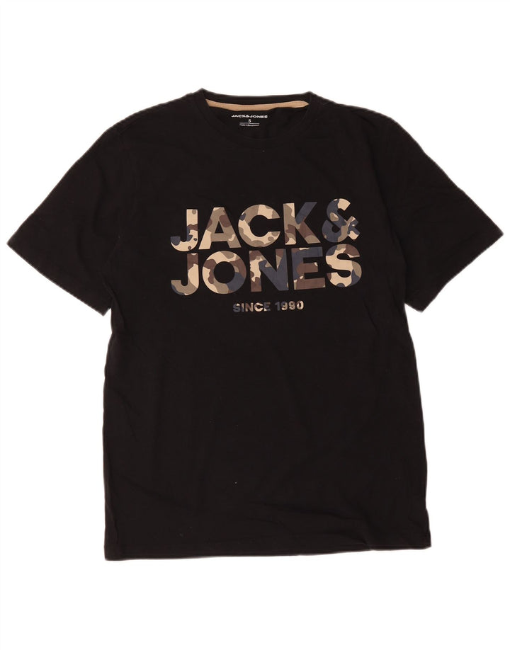 Jack & Jones Herren-T-Shirt mit Grafik, Größe S, schwarze Baumwolle