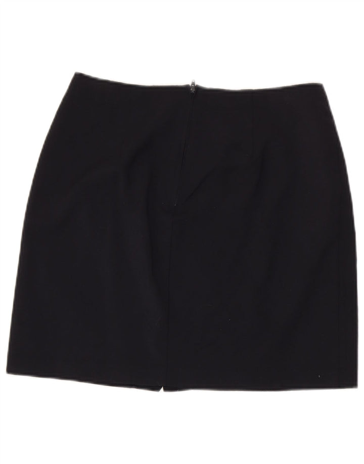 Benetton Damen Minirock IT 44 Medium W28 Marineblaue Schurwolle