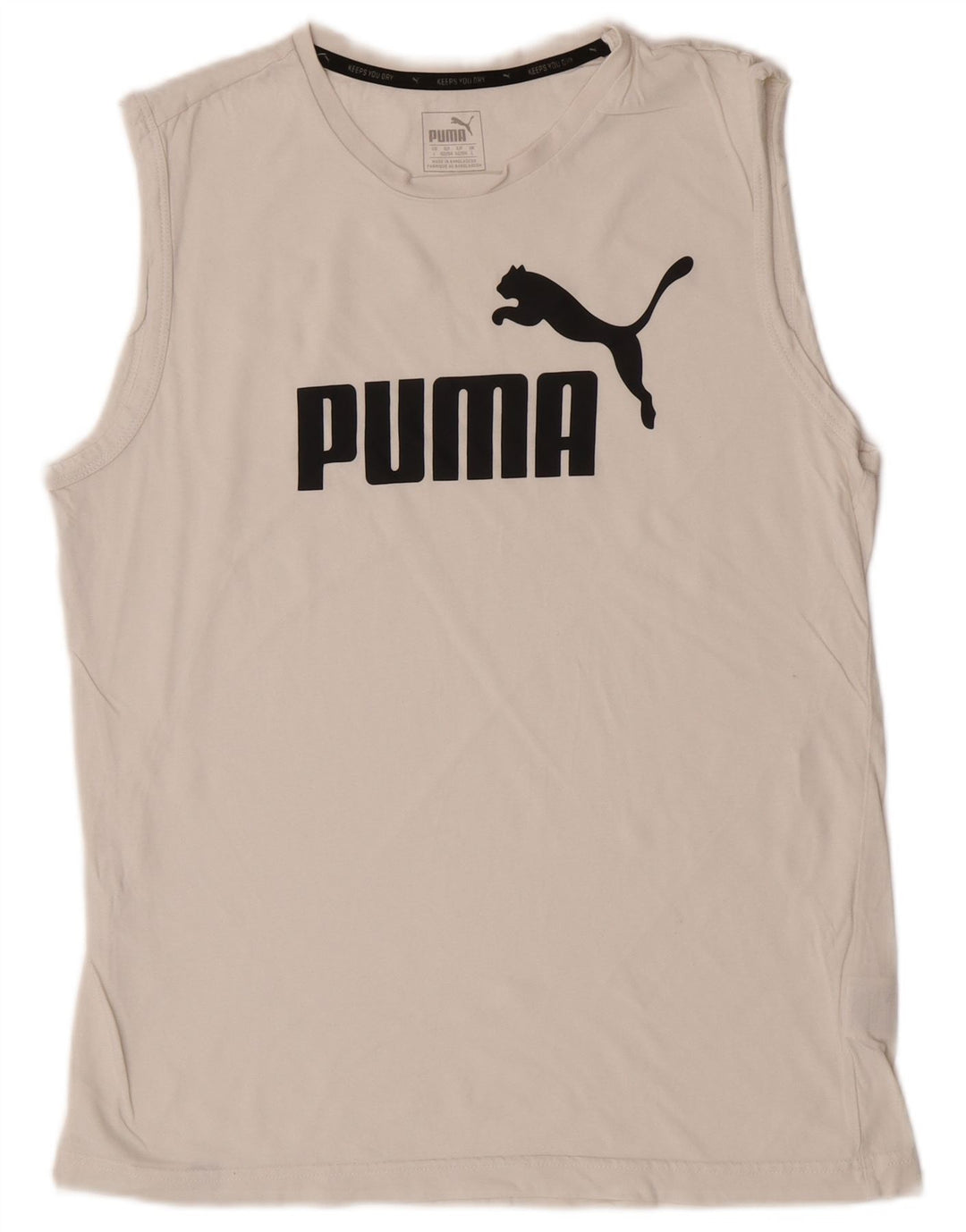 Puma Herren Grafik-Weste-Top, groß, weiße Baumwolle