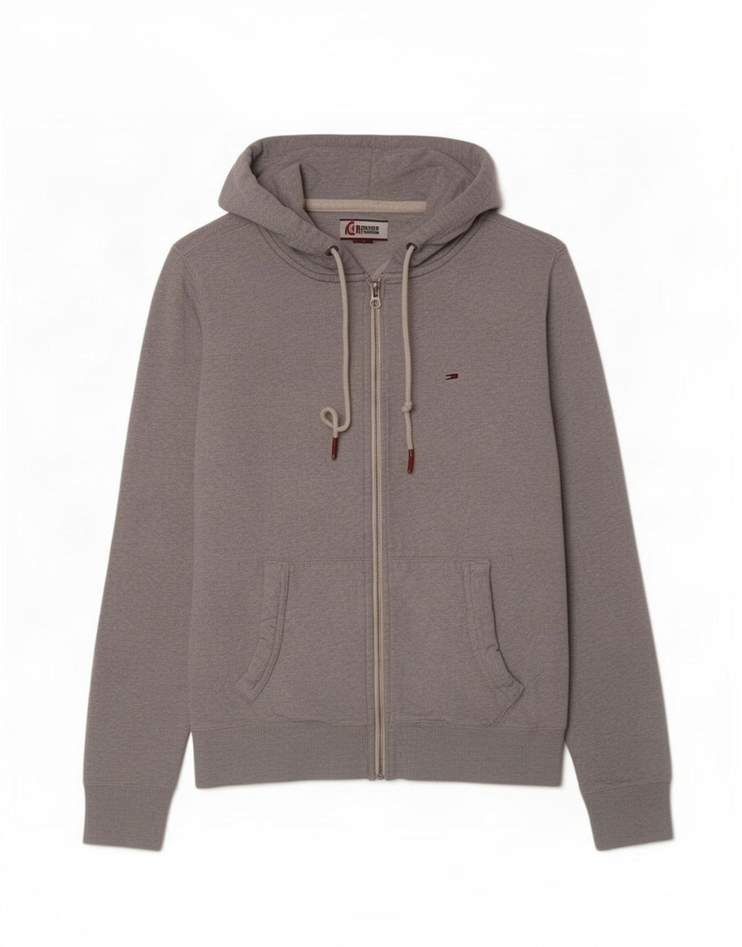 Tommy Hilfiger Herren-Kapuzenpullover mit Reißverschluss, Mittelgrau
