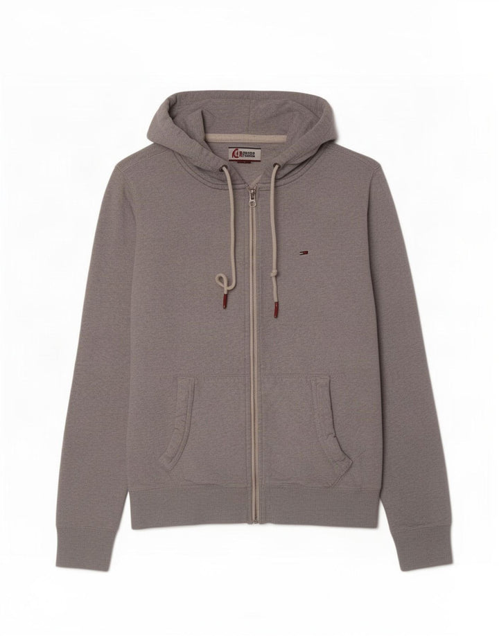 Tommy Hilfiger Herren-Kapuzenpullover mit Reißverschluss, Mittelgrau