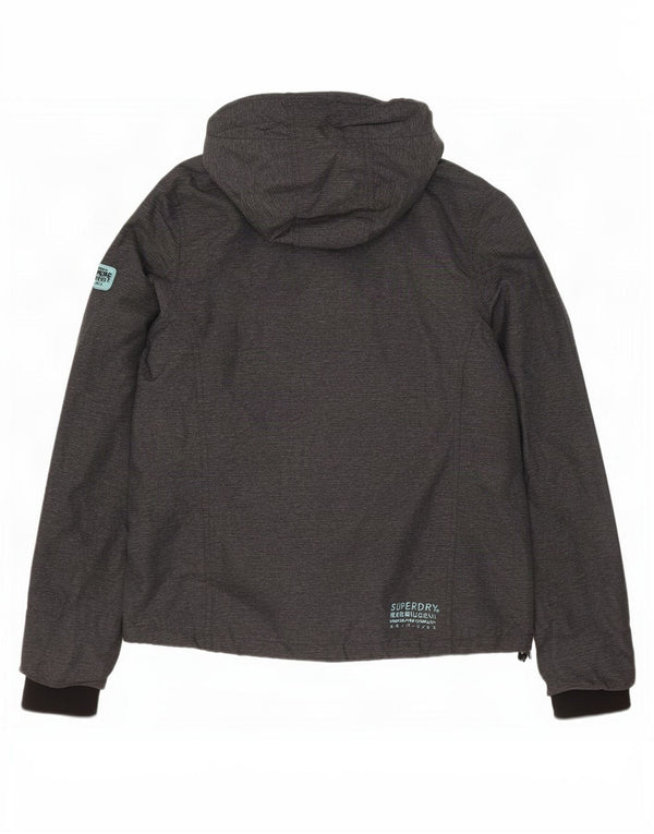 Superdry Damen-Regenjacke mit Kapuze, UK 16, großes graues Nylon
