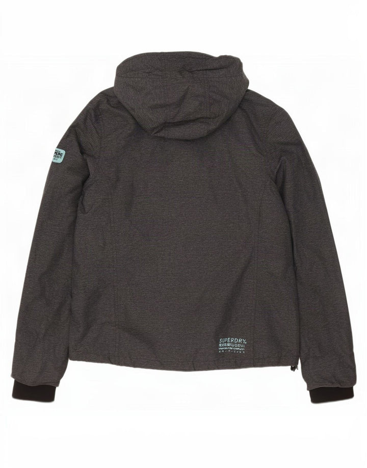 Superdry Damen-Regenjacke mit Kapuze, UK 16, großes graues Nylon