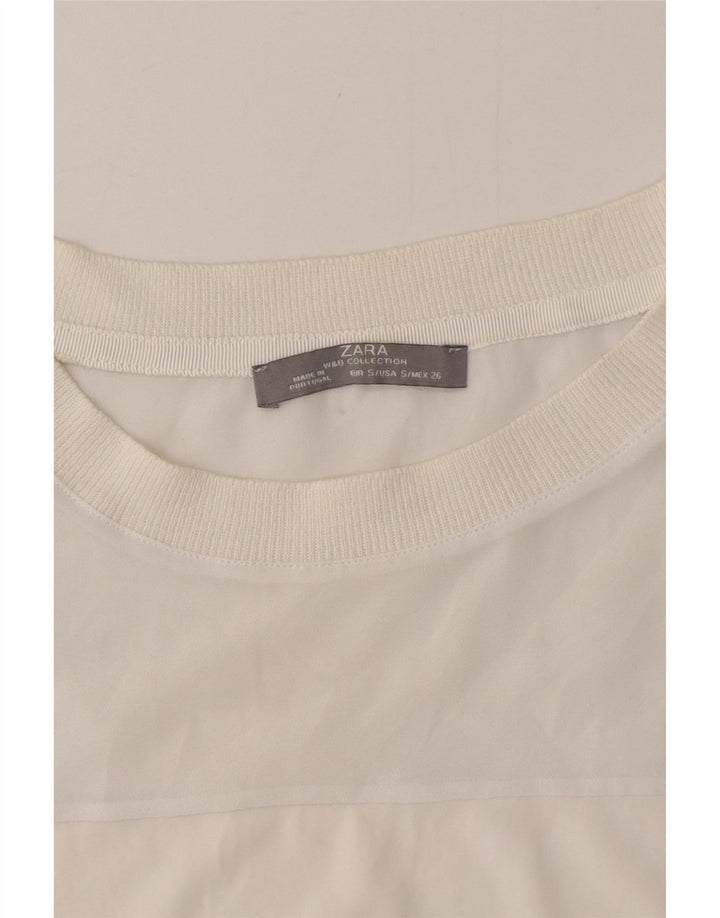 Zara Damen Sweatshirt Pullover UK 10 Small Weiß
