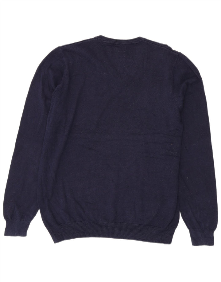Marks & Spencer Herren-Pullover mit V-Ausschnitt, groß, marineblaue Baumwolle