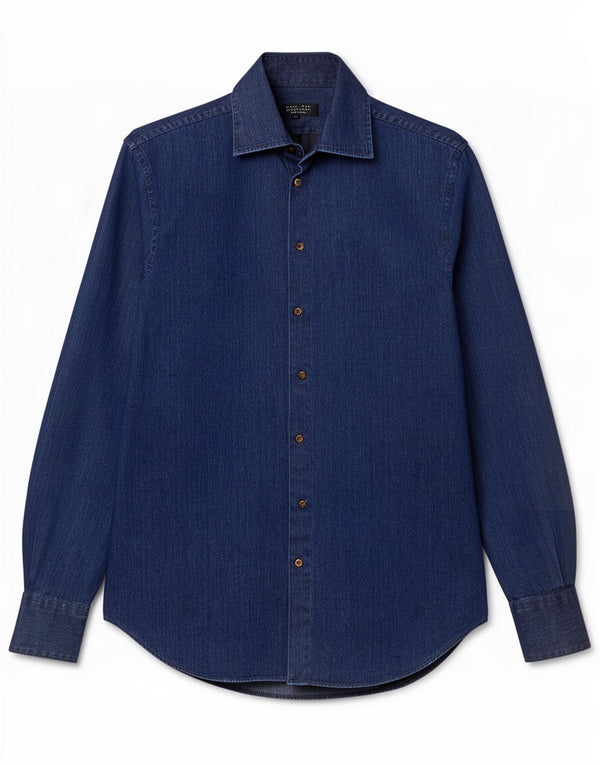 Zara Mens Shirt EU 38 Small Navy Blue Pinstripe Cotton