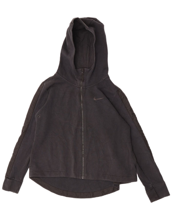Nike Damen Zip Hoodie Pullover UK 14 Mittelschwarze Baumwolle