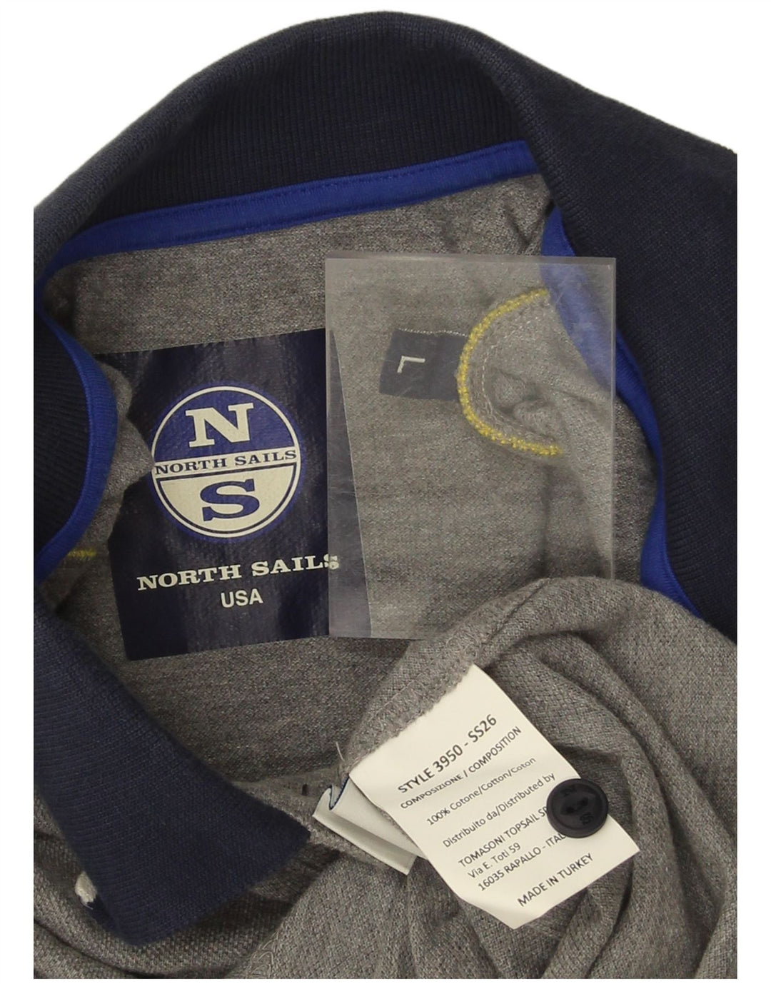 North Sails Herren-Poloshirt mit Grafik, groß, graue Baumwolle