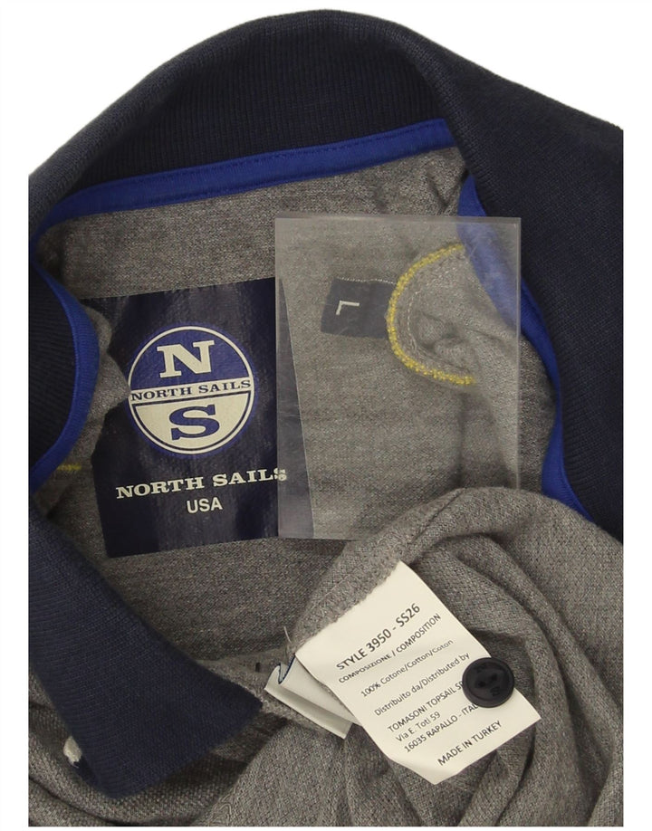North Sails Herren-Poloshirt mit Grafik, groß, graue Baumwolle