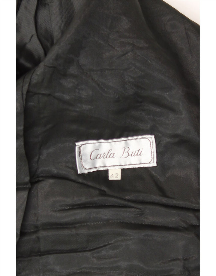Carla Buti Damen-Blazerjacke aus Wildleder mit 1 Knopf IT 42 Mittelschwarz gepunktet