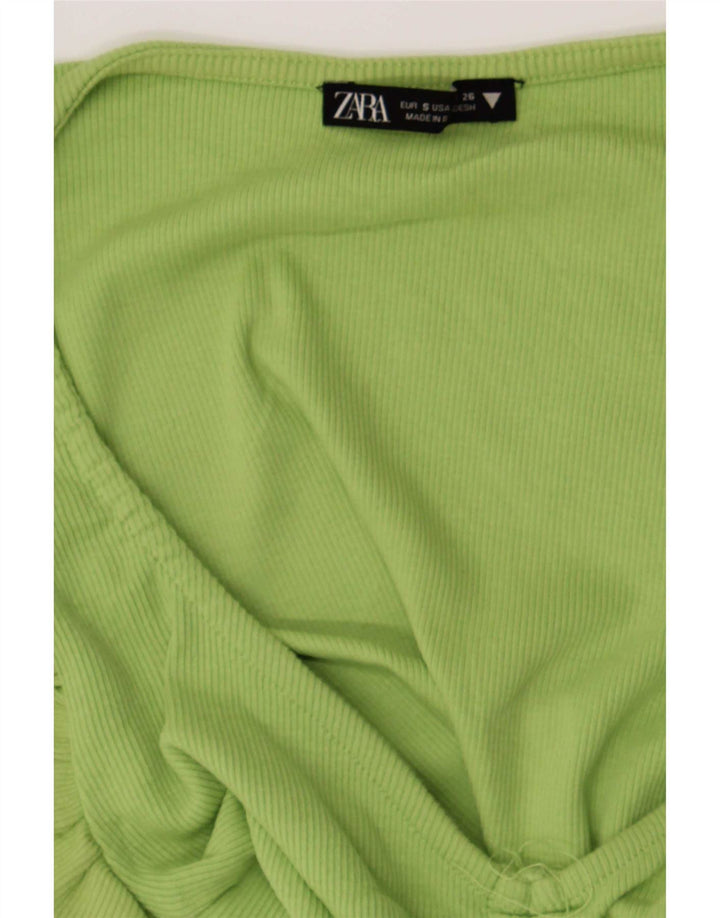 Zara Damen Crop Bluse Top UK 8 Small Grün