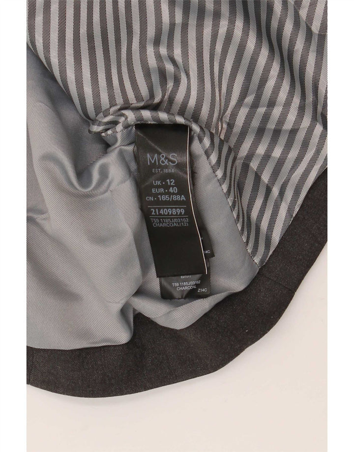 Marks & Spencer Damen-Blazerjacke mit 1 Knopf, UK 12, Mittelgrau, Polyester