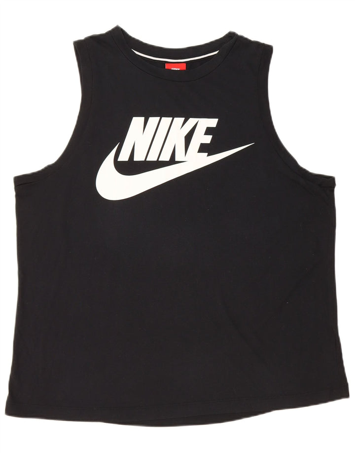 NIKE Damen Graphic Vest Top UK 16 Large Schwarz