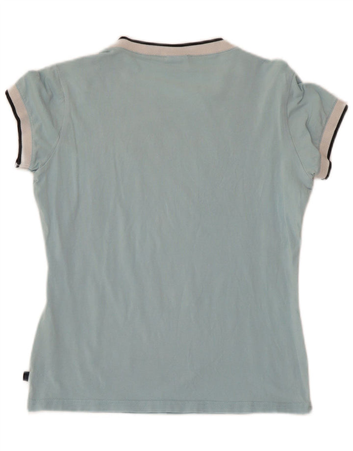 ASICS Damen Graphic T-Shirt Top UK 12 Mittelblaue Baumwolle