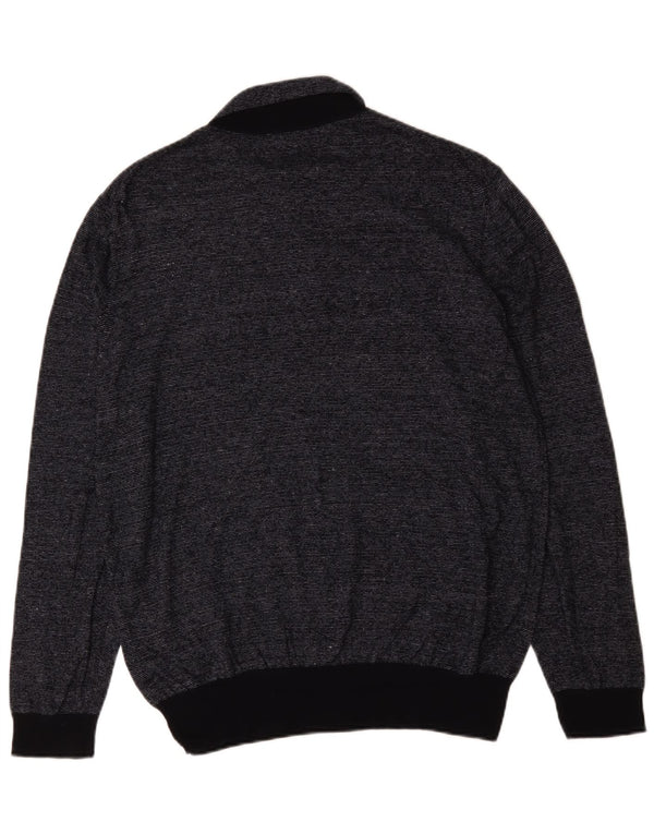 Hugo Boss Herren-Pullover mit Rollkragen, 2XL, schwarze Nadelstreifen-Baumwolle