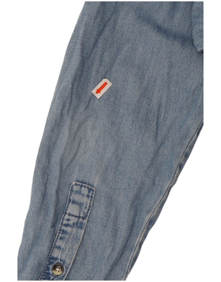 Topshop Damen Jeanshemd UK 12 Mittelblaue Baumwolle