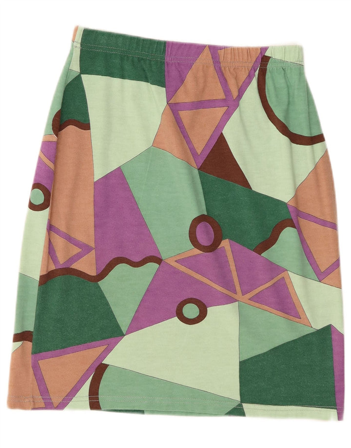 Vintage Damen A-Linie Rock Groß W32 Mehrfarbiges geometrisches Acryl