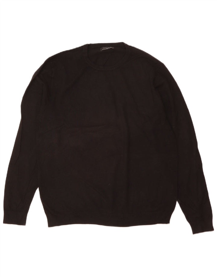 Zara Herren-Pullover mit Rundhalsausschnitt, XL, Schwarz