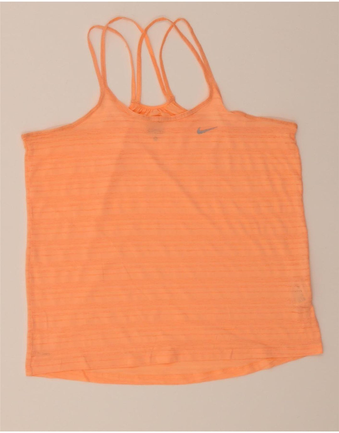 NIKE Womens Dri Fit Cami Top UK 12 Medium Orange Striped Polyester Vintage Nike and Second-Hand Nike from Messina Hembry 
