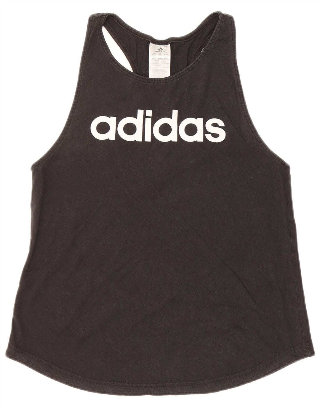 ADIDAS Damen Graphic Vest Top UK 12/14 Mittelschwarze Baumwolle