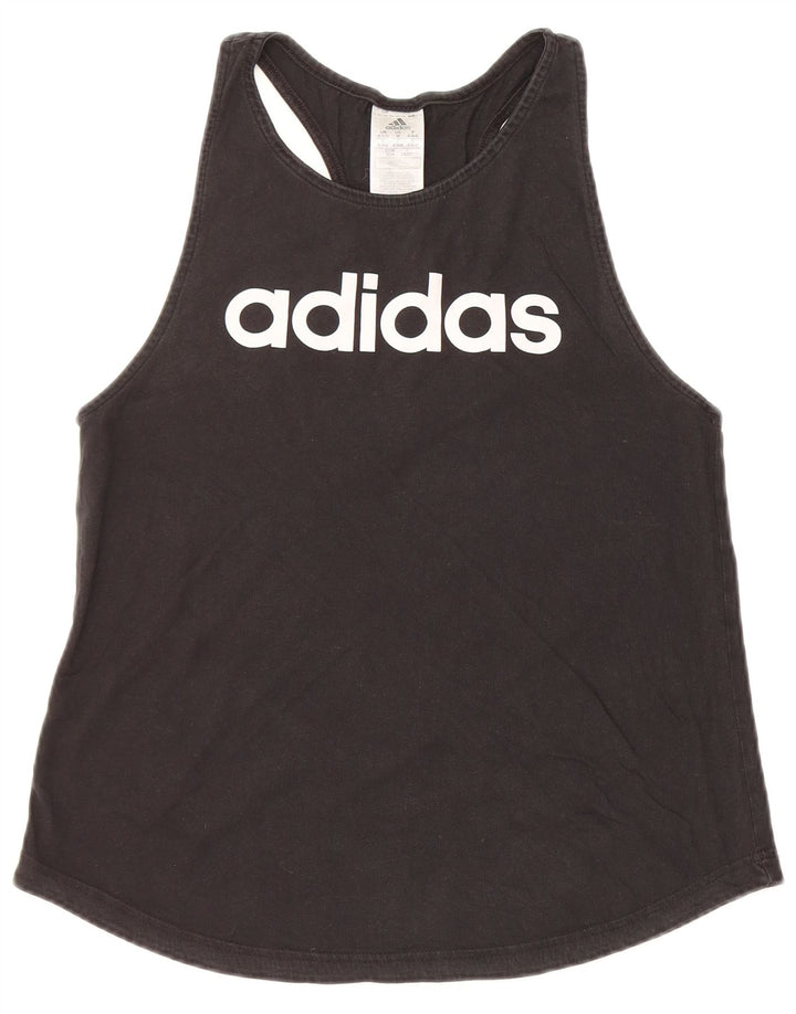ADIDAS Damen Graphic Vest Top UK 12/14 Mittelschwarze Baumwolle
