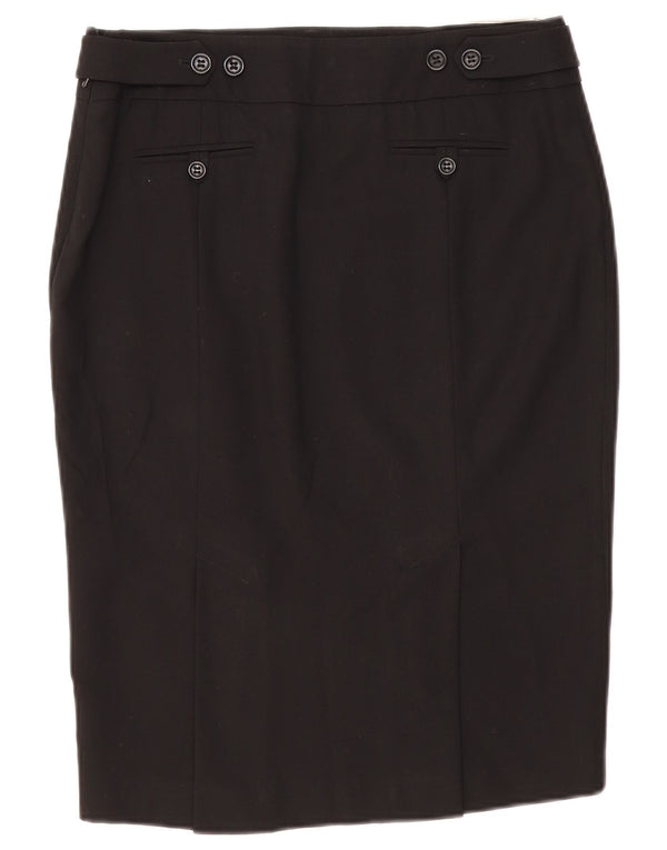 Karen Millen Damen Bleistiftrock UK 12 Medium W32 Schwarze Schurwolle