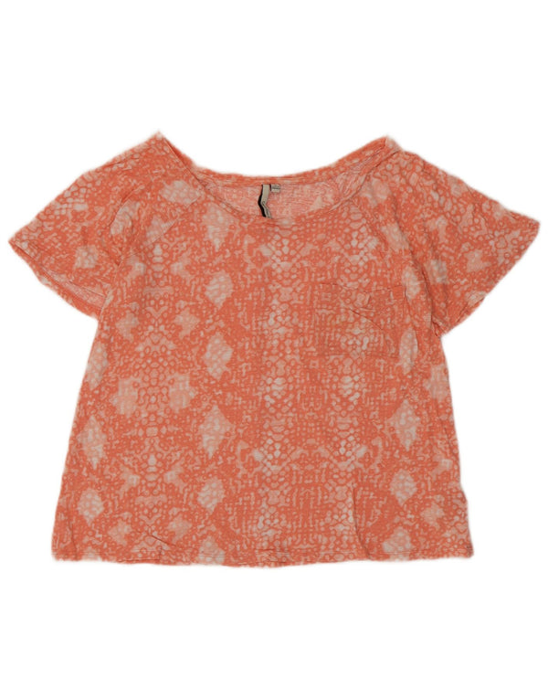 Calvin Klein Jeans Damen Bluse Top UK 10 Small Orange Geometrisch Baumwolle