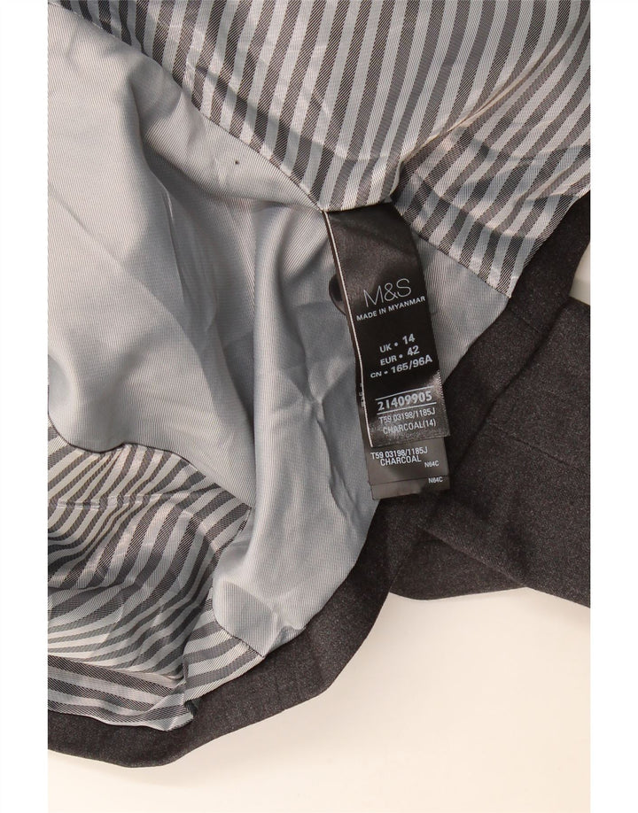 Marks & Spencer Damen-Blazer mit 1 Knopf, Gr. 14, Größe L, Grau meliert