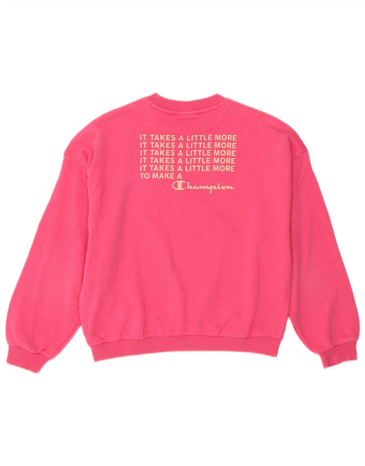 Champion Mädchen-Sweatshirt mit Grafik, 9–10 Jahre, mittelrosa, Baumwolle