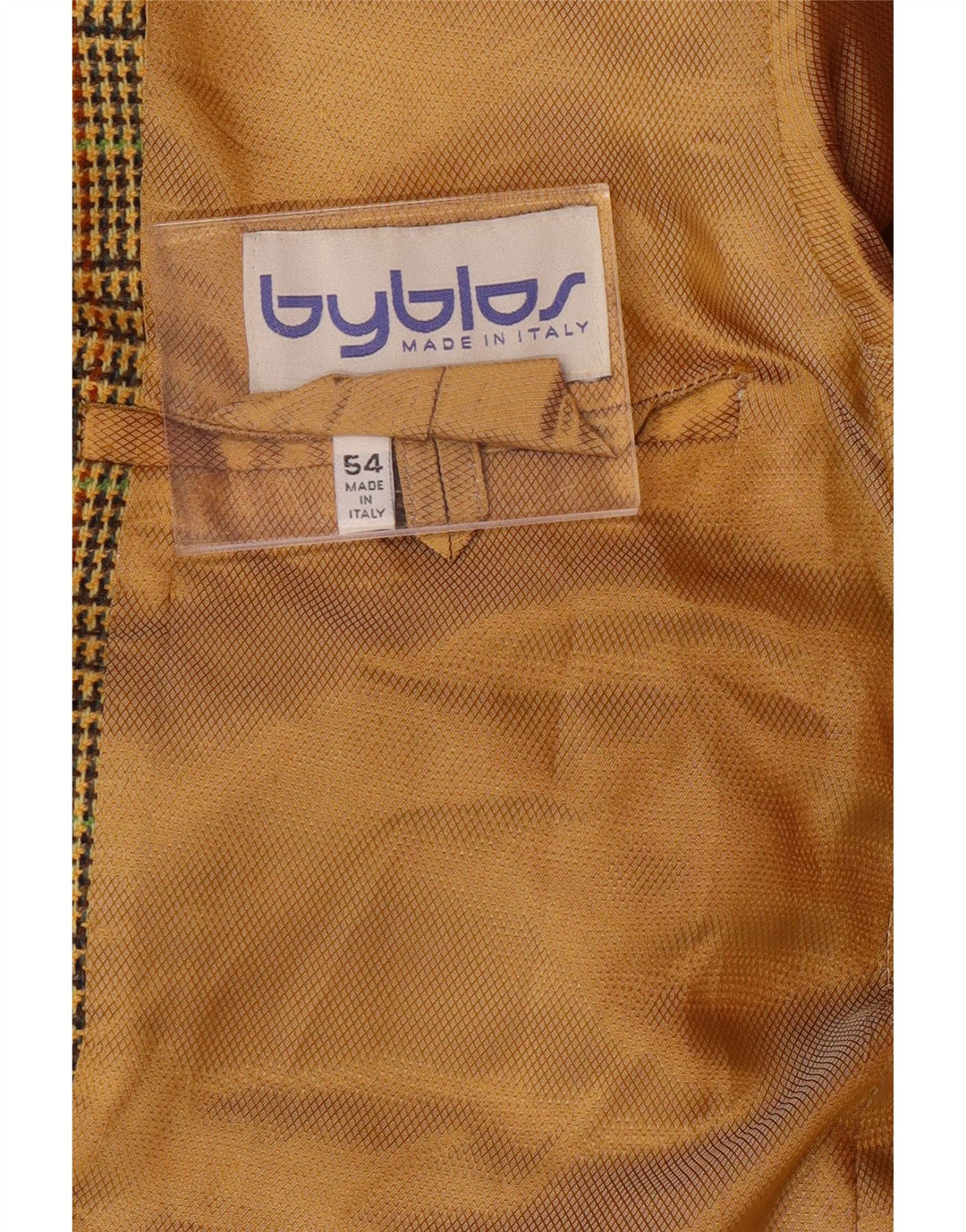 BYBLOS Herren-Blazer mit 3 Knöpfen, Größe 54, 2XL, gelber Hahnentrittmuster