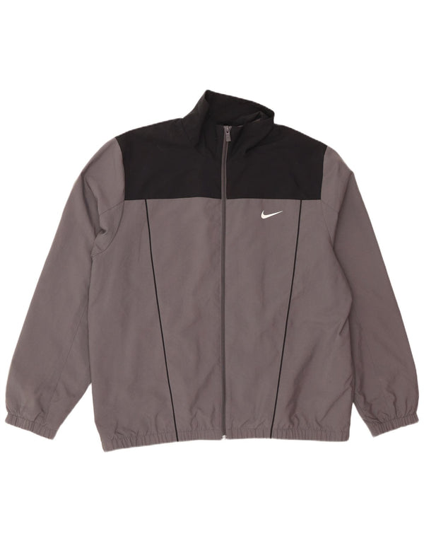 Nike Herren-Trainingsanzugoberteil, Jacke, 2XL, graues Colourblock-Polyester