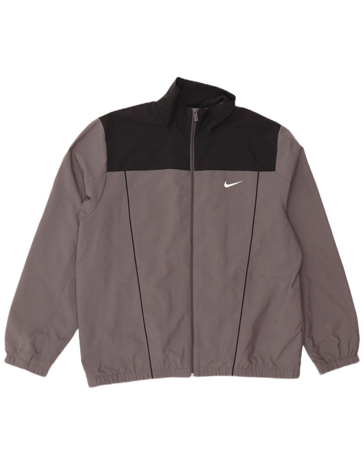 Nike Herren-Trainingsanzugoberteil, Jacke, 2XL, graues Colourblock-Polyester