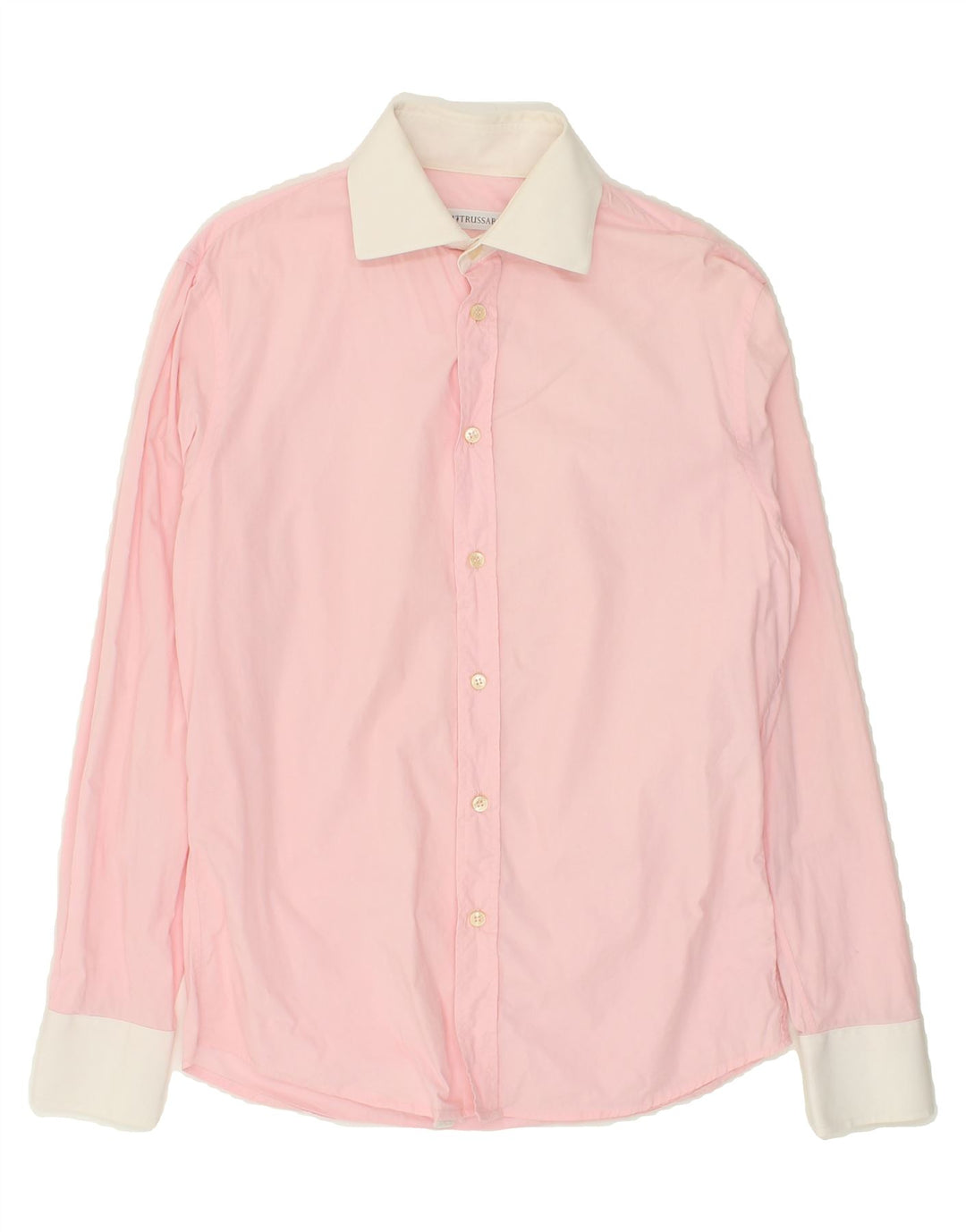TRUSSARDI Mens Shirt Size 15 1/2 39 Medium Pink Cotton | Vintage Trussardi | Thrift | Second-Hand Trussardi | Used Clothing | Messina Hembry 