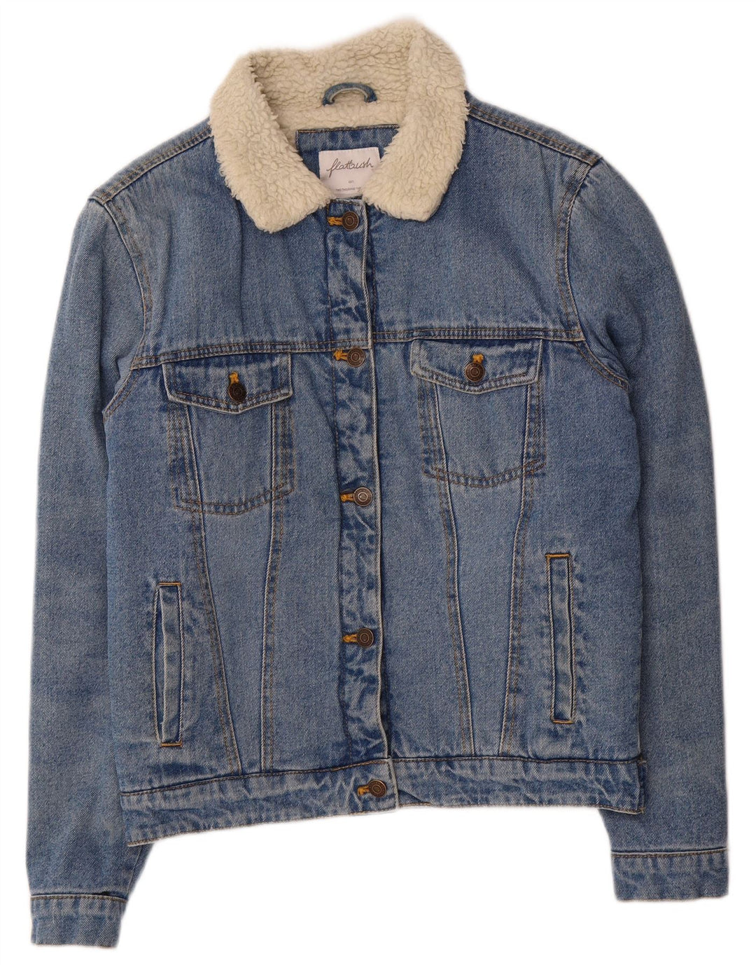 Flatbush Damen Übergroße Sherpa-Jeansjacke UK 10 Small Blau Polyester