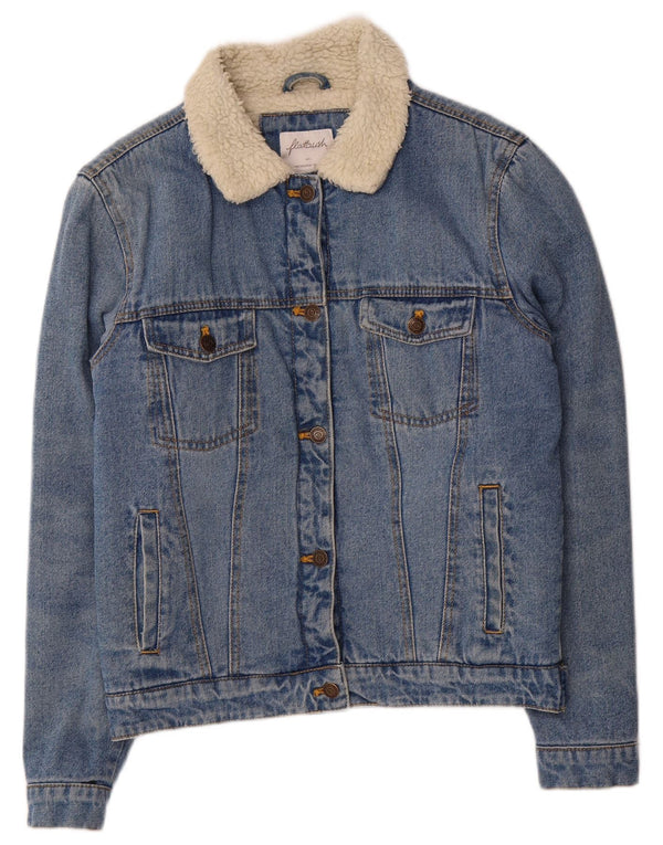 Flatbush Damen Übergroße Sherpa-Jeansjacke UK 10 Small Blau Polyester