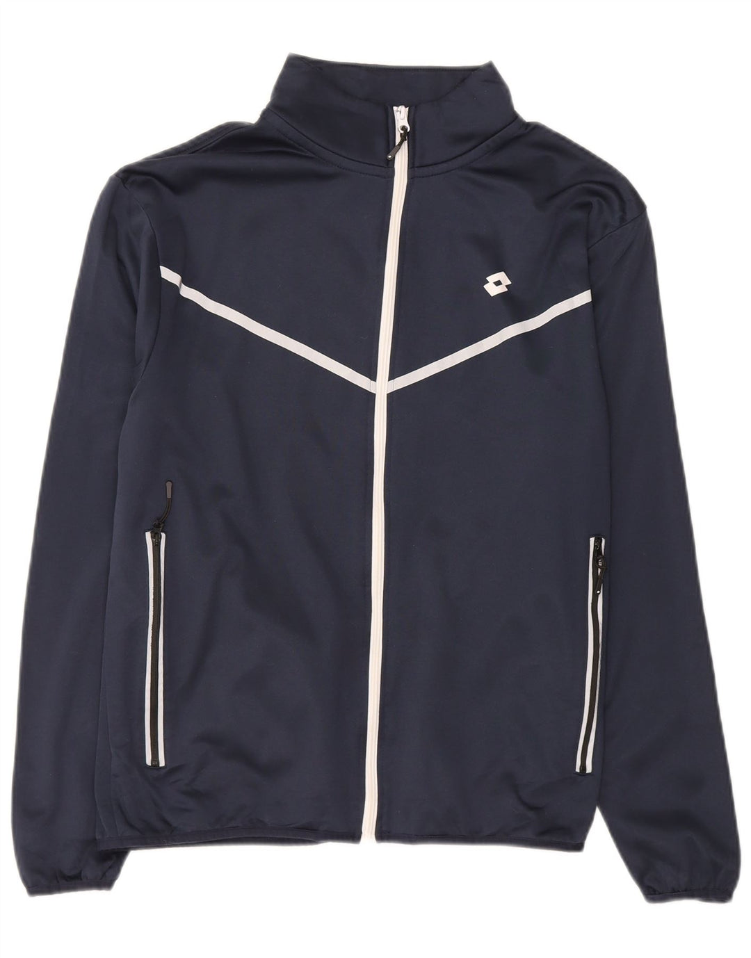 LOTTO Womens Tracksuit Top Jacket UK 16 Large Navy Blue Polyester